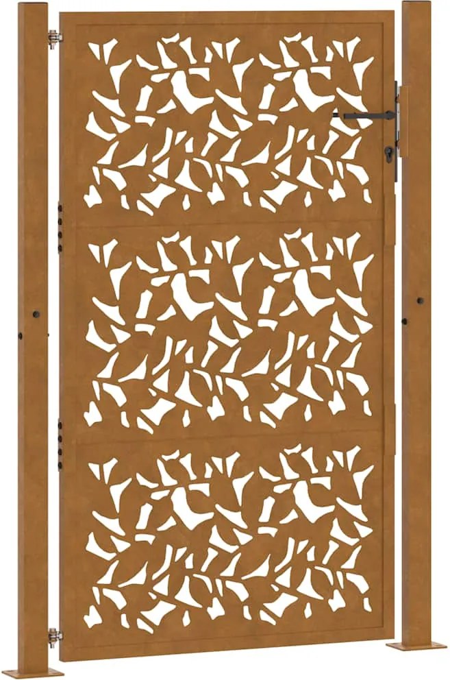 vidaXL Poartă de grădină 100x150 cm, model frunze de oțel rezistente la intemperii