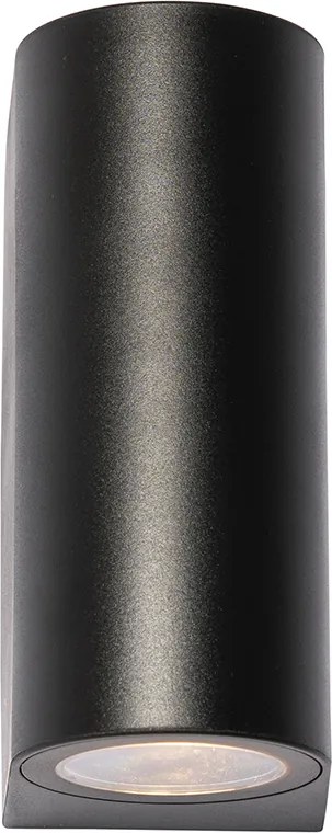 Aplică modernă de perete exterioară din plastic negru ovală cu 2 lumini - Baleno