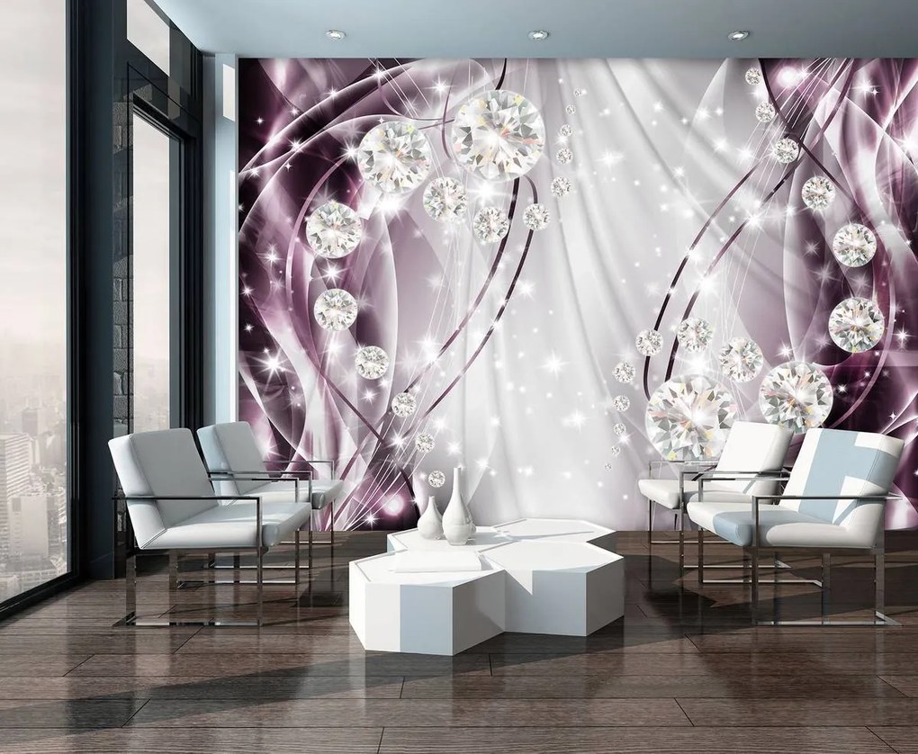 Fototapet - Abstract, diamante, argint și violet (254x184 cm)