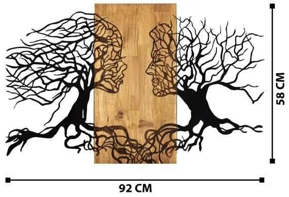 Decorațiune de perete 58x92 cm lemn/metal Pomul Vieții