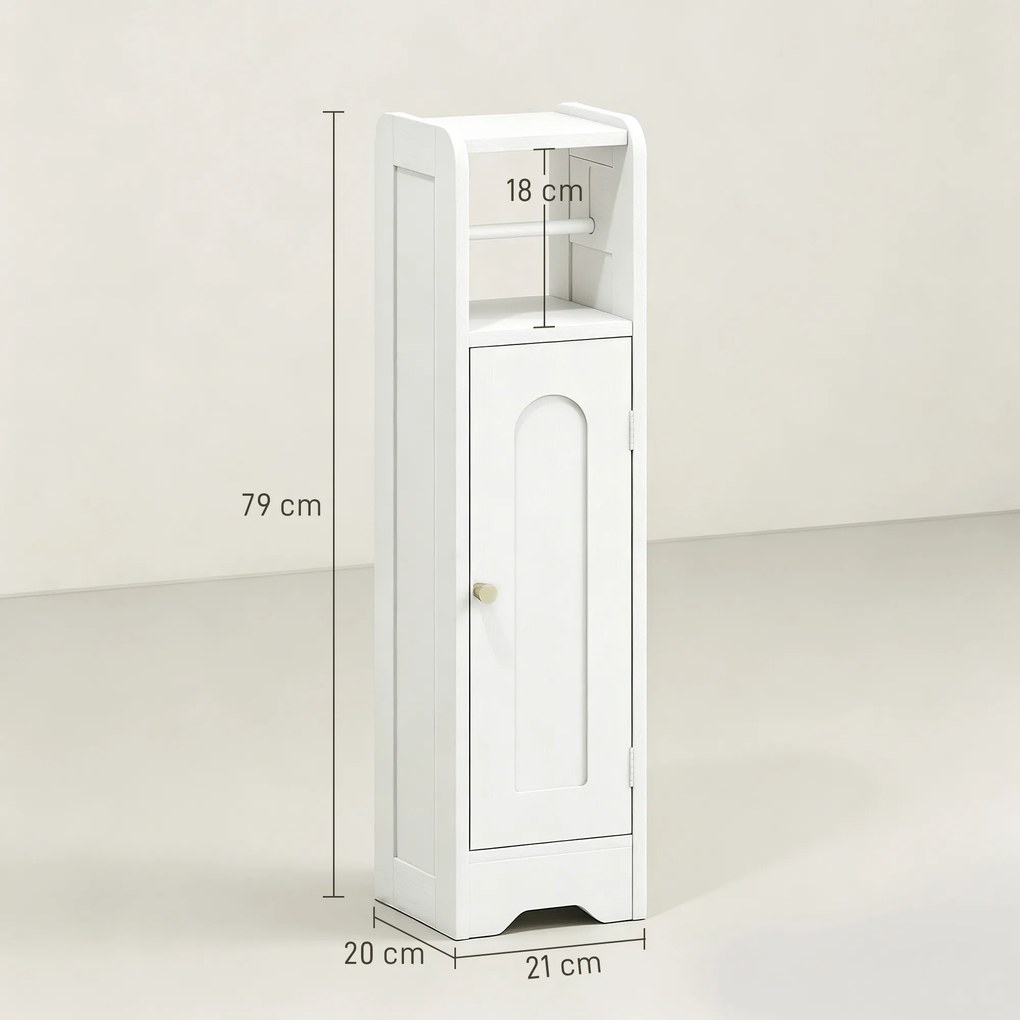 HOMCOM Dulap Compact pentru Baie cu Suport Hârtie Igienică - Alb | Aosom Romania