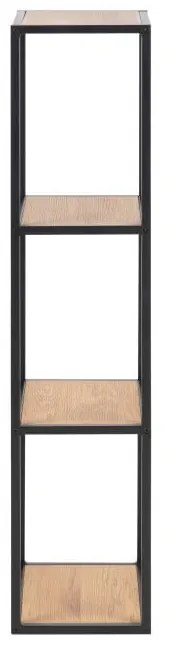 Bibliotecă de perete neagră/în culoare naturală cu aspect de lemn de stejar 37x108 cm Seaford – Actona