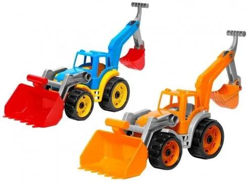Tractor / încărcător / excavator cu 2 găleți plastic
