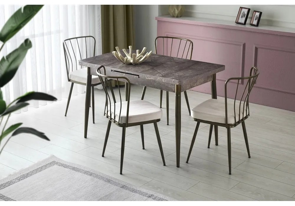 Scaune de dining gri 2 buc. din metal Yildiz – Kalune Design