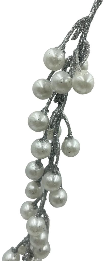 Ornament brad Crenguta curgatoare Pearl 25cm, Argintiu