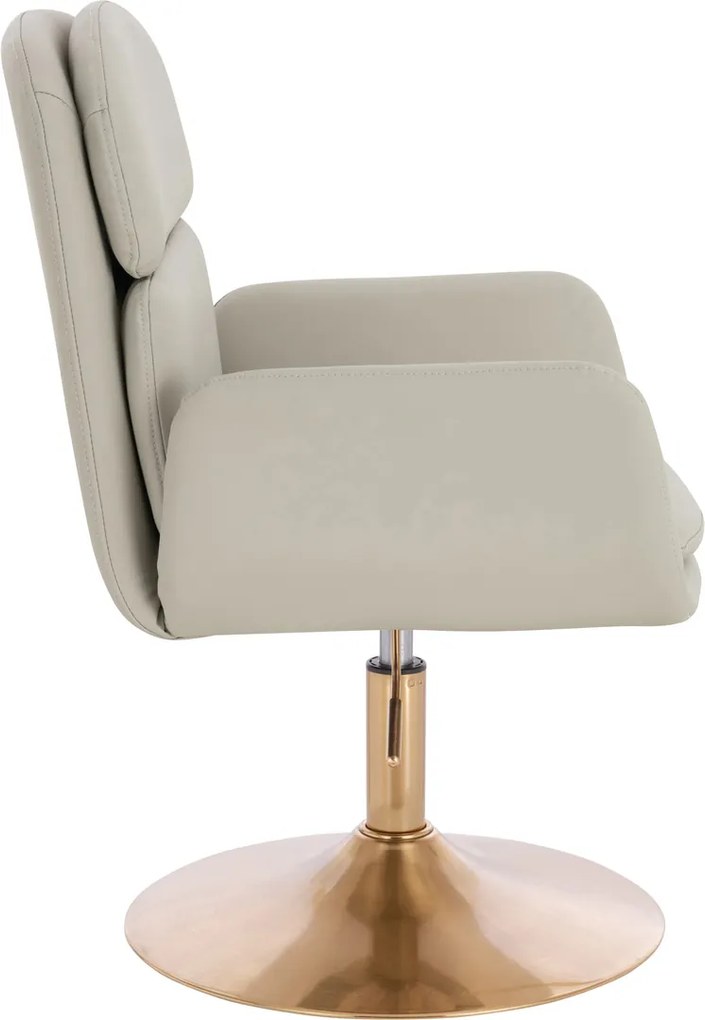 HR480N Scaun Ecru Piele Ecologica Premium Soft cu Bază Aurie