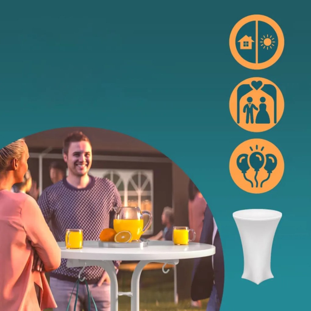 Masă de bar pliabilă RAUL 110x80cm, albă Casaria