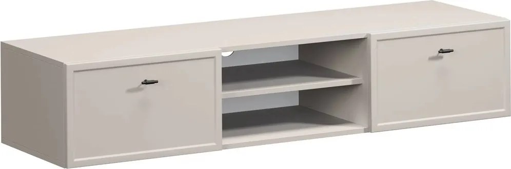 Comodă TV suspendată Lorini 150 cm cu sertare - culoare cașmir / mânere negre tip T-bar