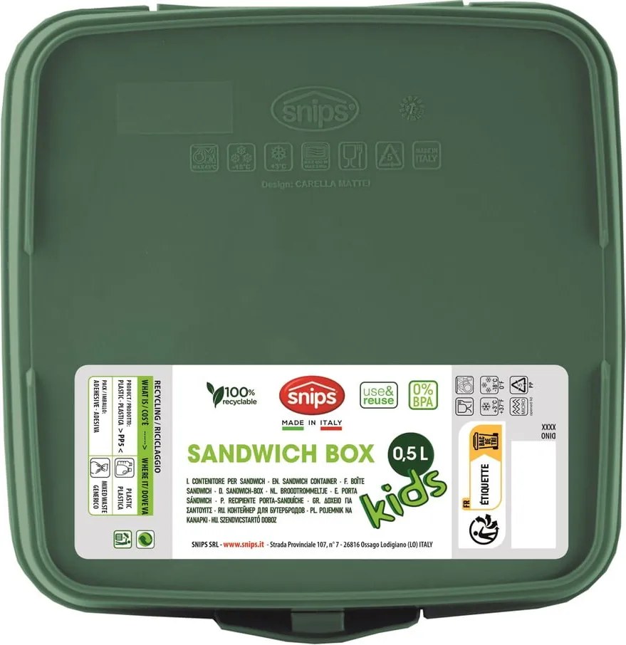 Cutie de gustări pentru copii verde Dinosaur – Snips