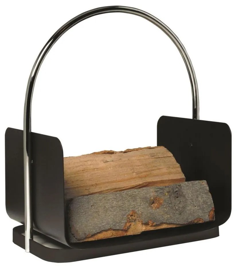 Coș metalic negru pentru lemne 50x41 cm cu mâner