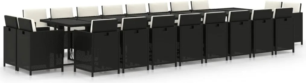 vidaXL Set mobilier de grădină cu perne, 21 piese, negru, poliratan