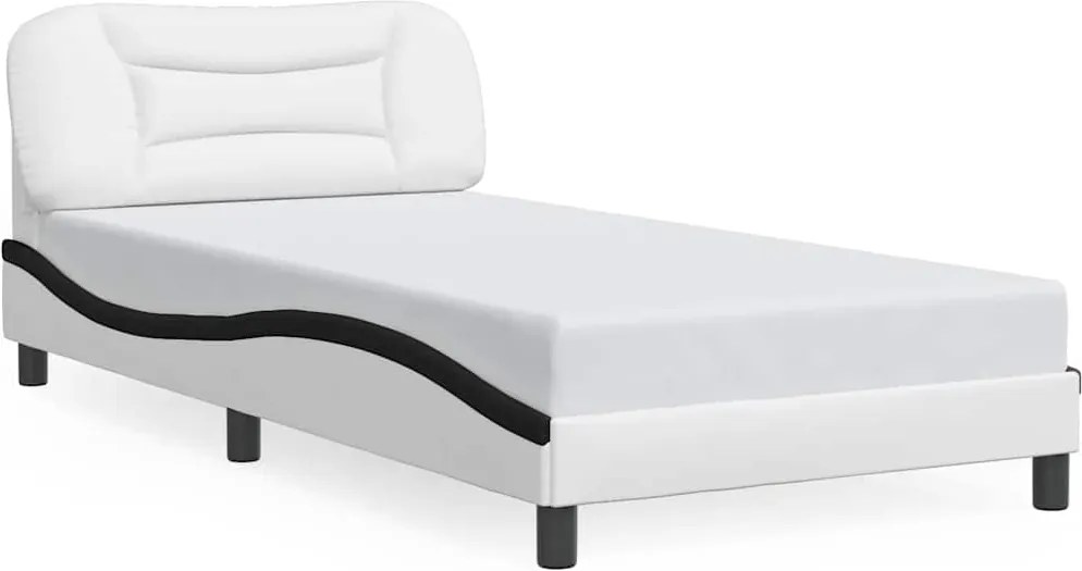 vidaXL Cadru de pat fără saltea Hvar alb și negru 100x200cm piele artificială