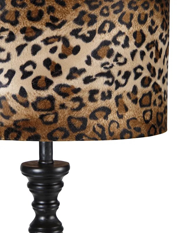 Lampă de podea neagră cu abajur leopard 40 cm - Classico