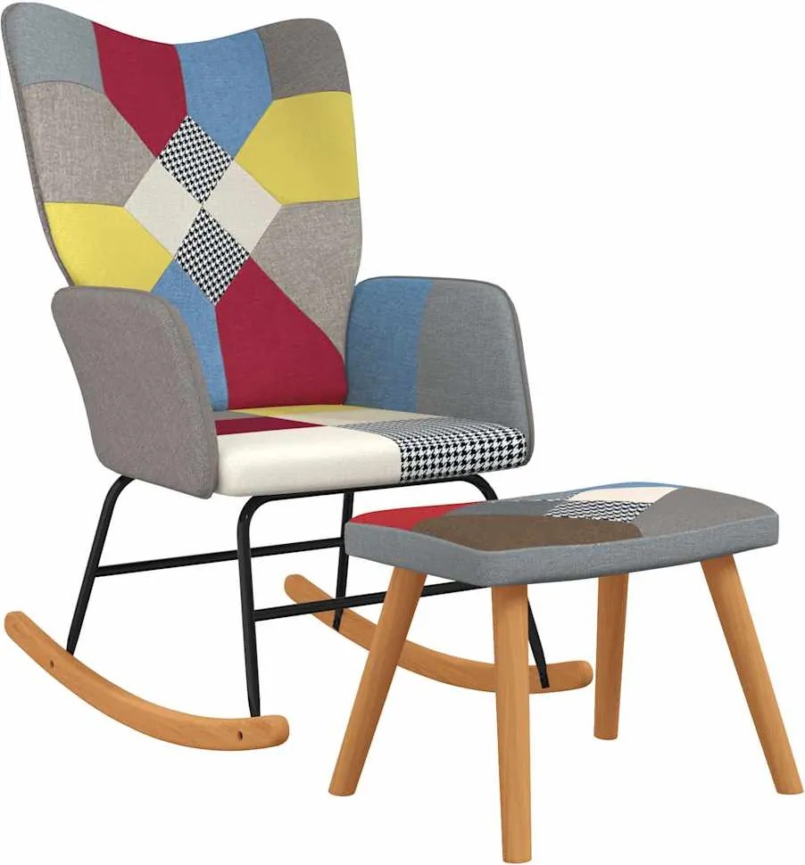 vidaXL Scaun balansoar cu taburet, mozaic, material textil