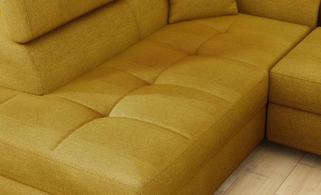 Coltar extensibil stanga 4 locuri, ELTAP, Anton, 272x203x85 cm, lemn/poliester, mustar