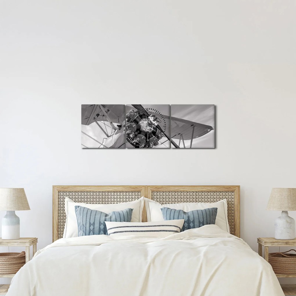 Tablou - Aeronava (cu ceas) (90x30 cm)