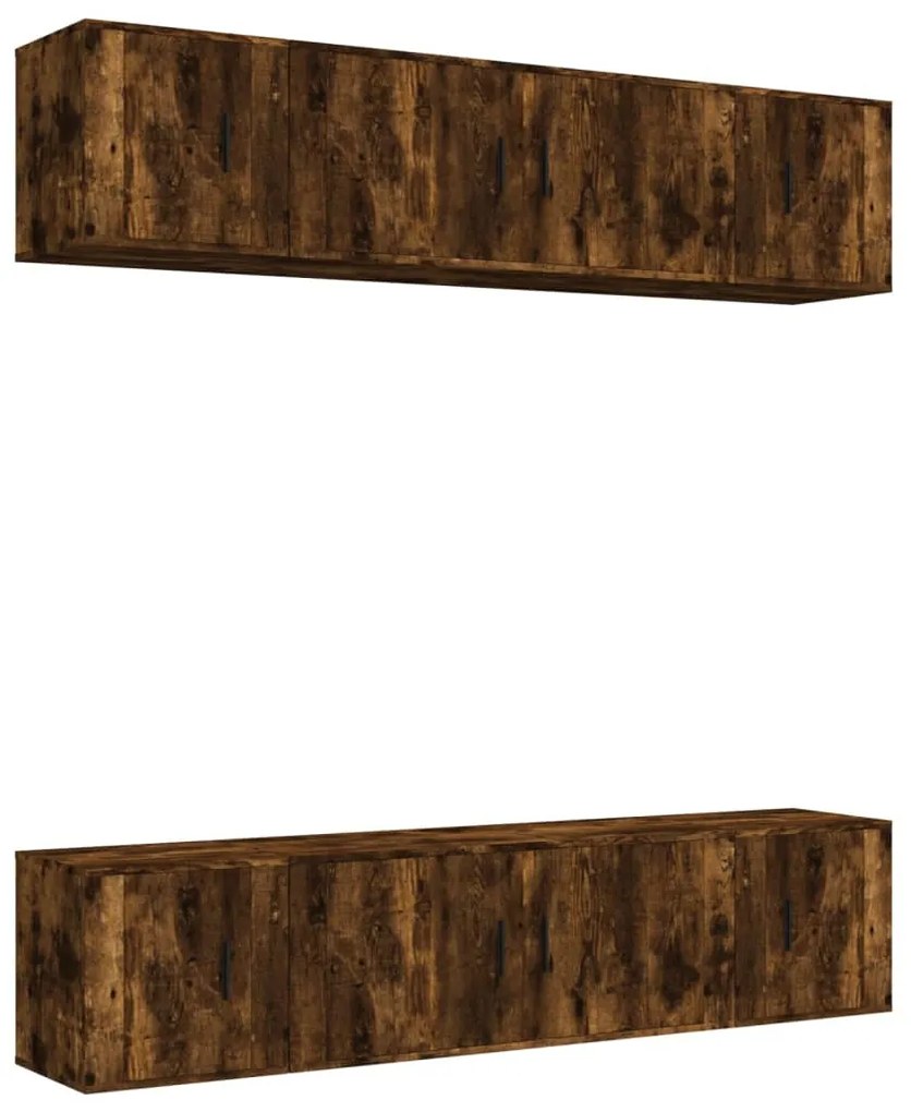 vidaXL Set dulapuri TV, 6 piese, stejar fumuriu, lemn prelucrat