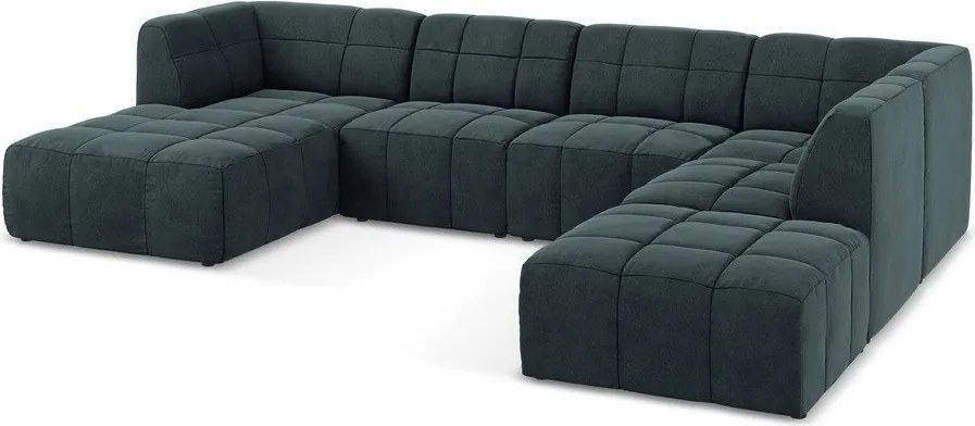 Colțar albastru cu tapițerie din catifea (în formă de "U") Aloha – Makamii