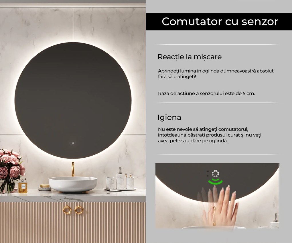 Rotunda oglinda cu LED mari de perete L82 oglinda machiaj cu led, Oglindă cosmetică