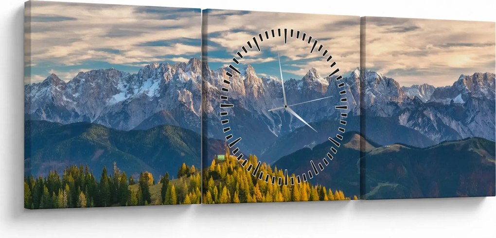 Tablou - panorama montană (cu ceas) (90x30 cm)