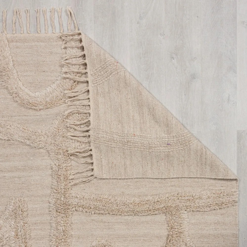 Covor bej țesut manual din lână 200x290 cm Loma – Flair Rugs