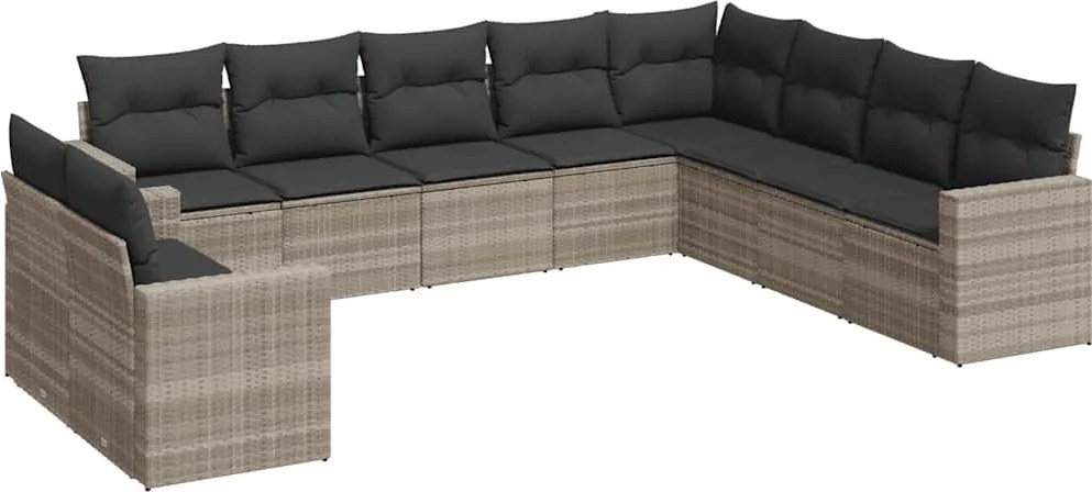 vidaXL Set canapele de grădină cu perne 10 piese gri deschis poliratan