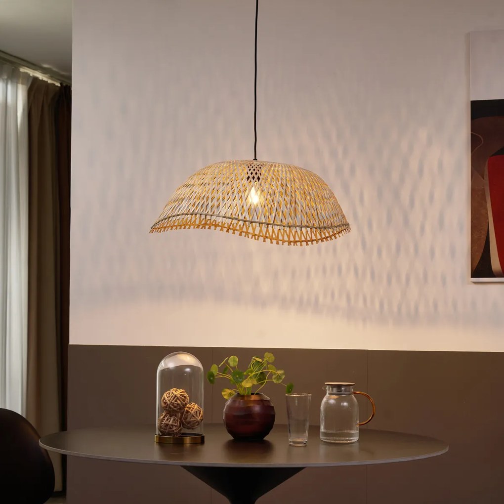 Lampă pandantiv Boemă neagră cu bambus - Lily