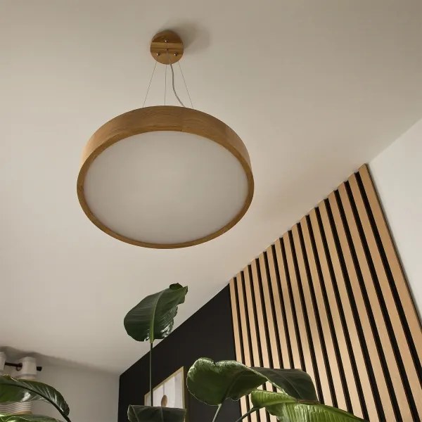 Brilagi - Lustru LED RGBW reglabil CARVALHO, 3x E27/15W/230V, Wi-Fi, stejar, Ø 47,5 cm