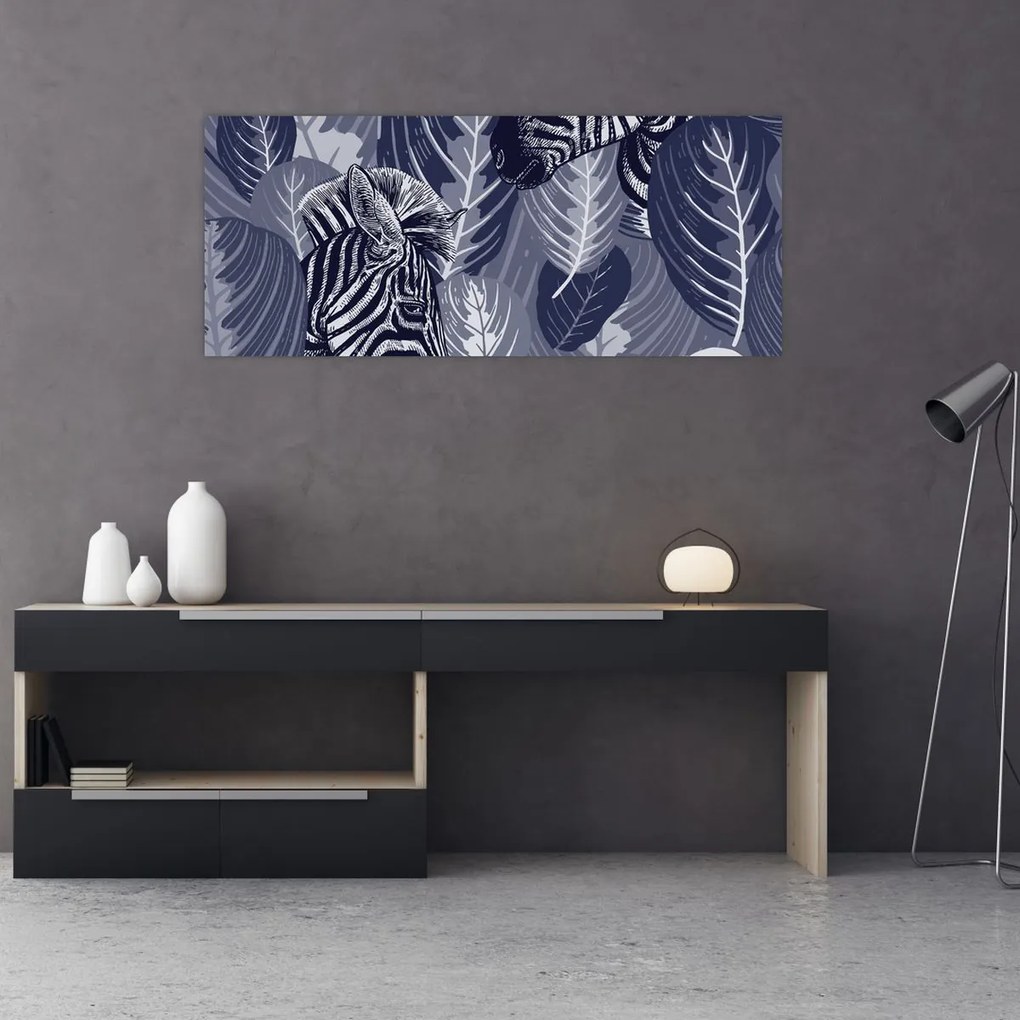 Tablou - Zebre albastre (120x50 cm)