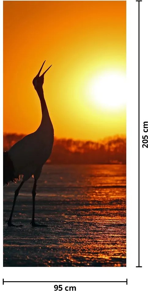 Fototapet pentru ușă - Păsări la apus de soare (95x205cm)