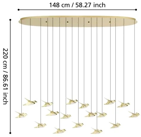 Lustră LED dimabilă pe cablu Eglo 390399 PARATEBUENO 17xLED/3W/230V auriu