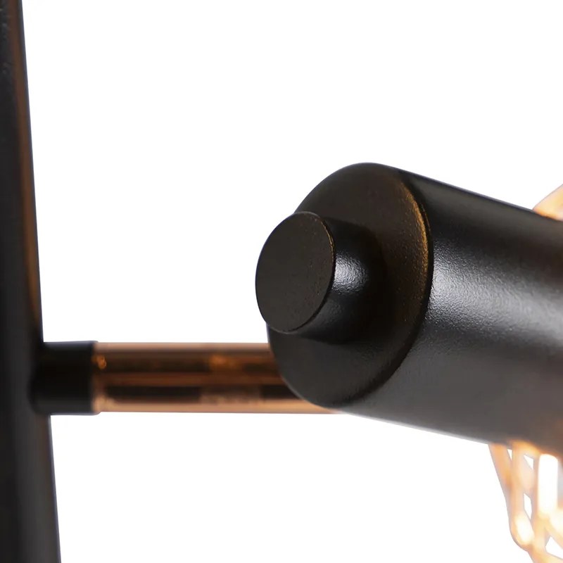 Lampă de podea neagră cu cupru cu 3 lumini - Mesh