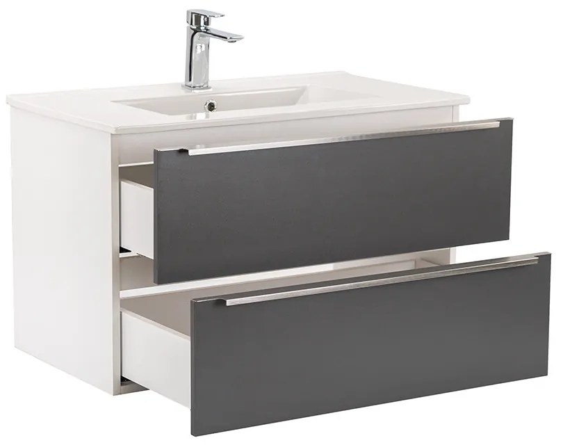 Dulap inferior Vario Trim 80 cu lavoar alb-antracit