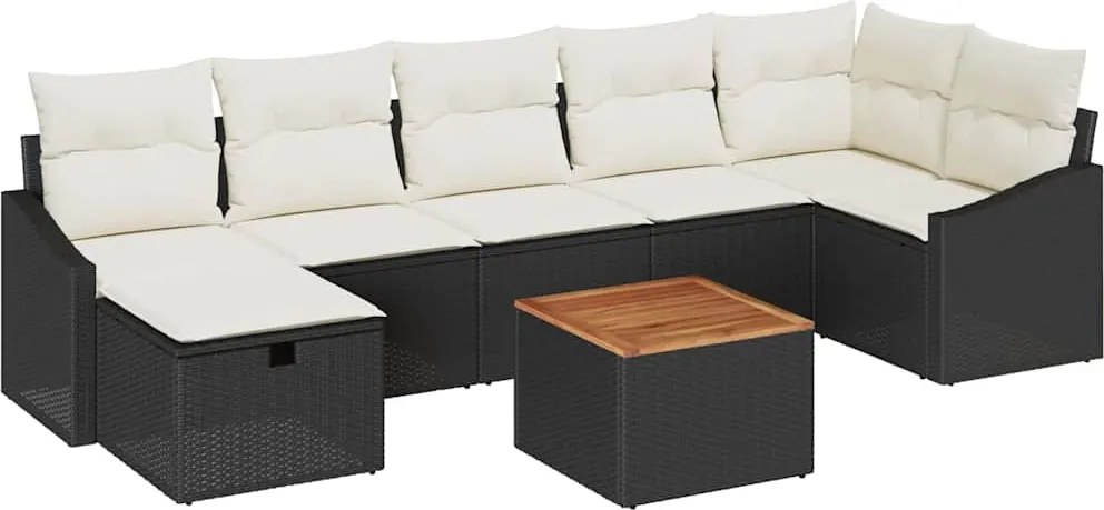 vidaXL Set de canapele pentru grădină cu pernă 8 pcs Negru Rattan poli