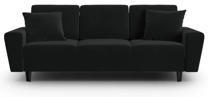 Canapea neagră extensibilă, cu spațiu de depozitare cu tapițerie din catifea 235 cm Kyoto – Cosmopolitan Design