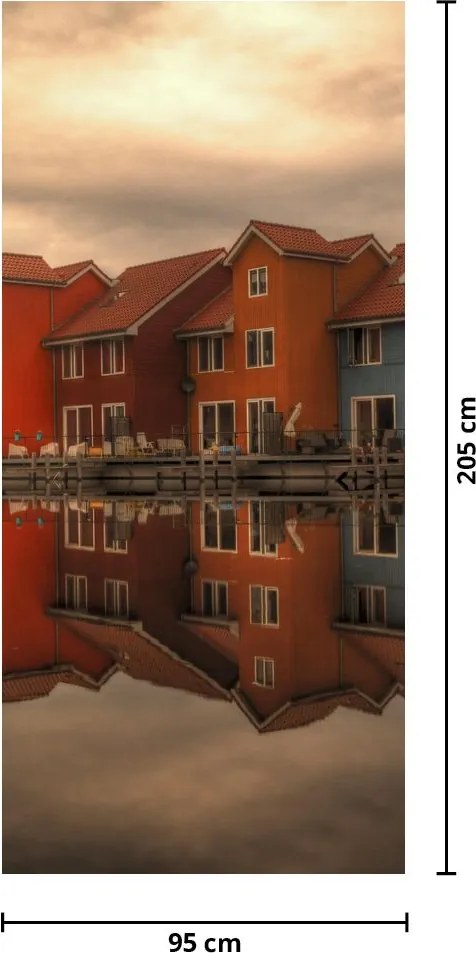 Fototapet pentru ușă - Căsuțe colorate (95x205cm)