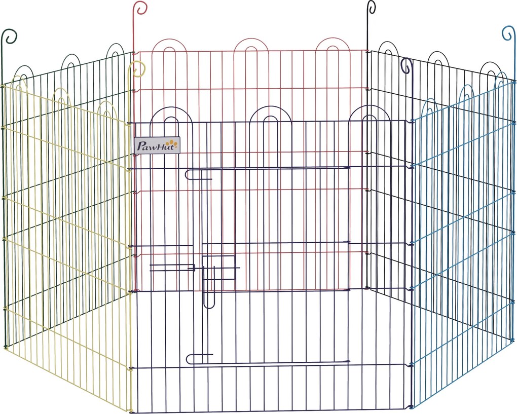 Gard pentru Caini cu 6 Panouri cu Inchidere cu Zavor, Gard pentru Caini Talie Medie din Metal, Ø120x60 cm, Multicolor PawHut | Aosom Romania