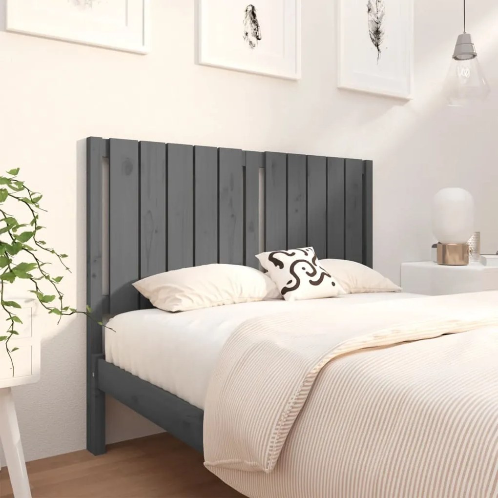 vidaXL Tăblie de pat, gri, 125,5x4x100 cm, lemn masiv de pin