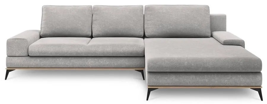 Colțar extensibil cu șezlong pe partea dreaptă Windsor & Co Sofas Planet, gri deschis