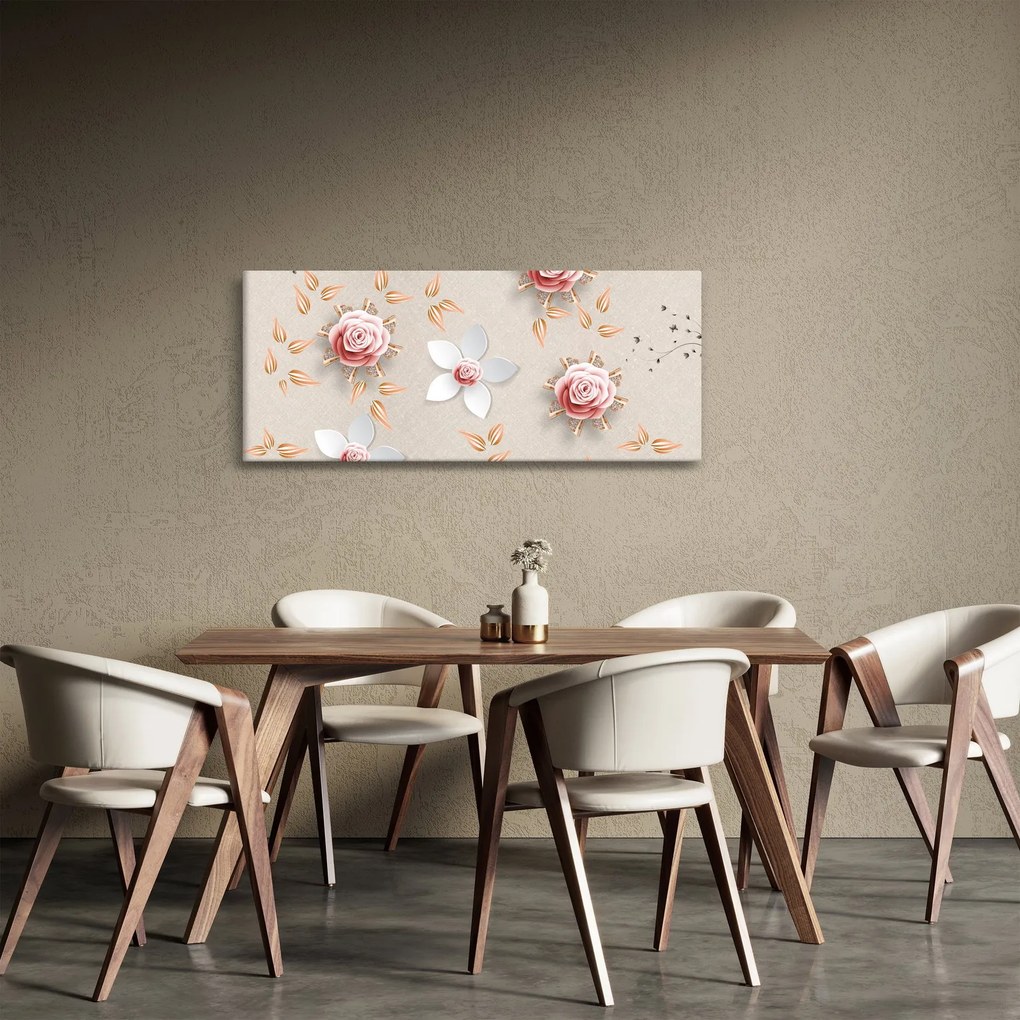 Tablou - Flori de trandafiri (120x50 cm)
