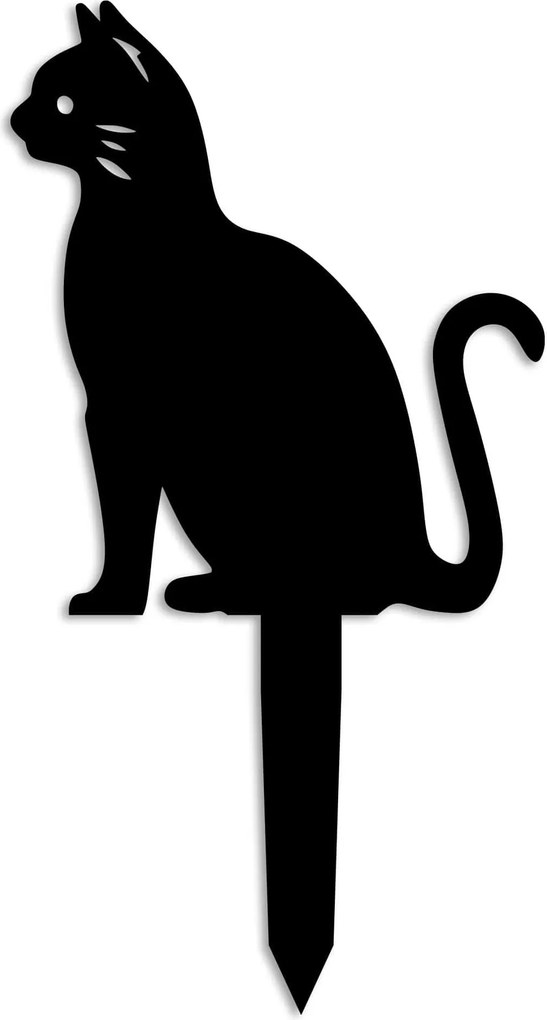 Decoratiune gradina CAT-02, negru, metal, 20x23 cm
