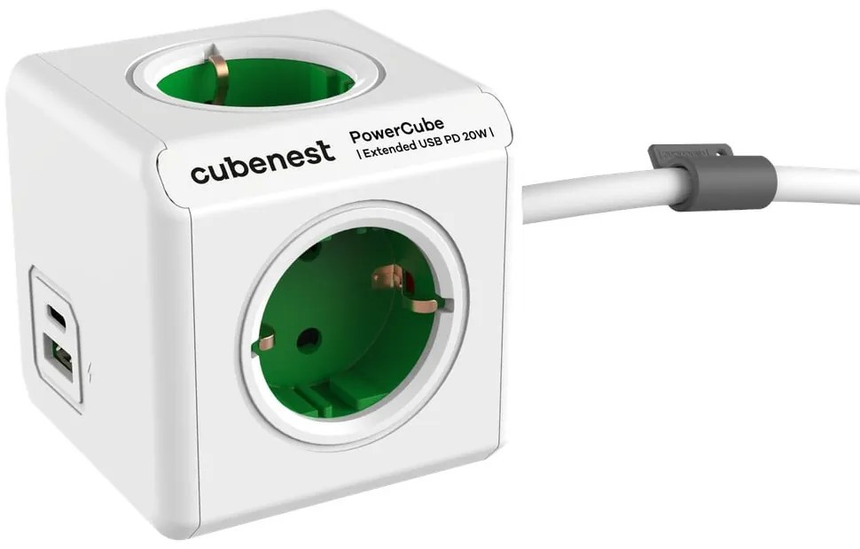 Priză 13 cm PowerCube Extended USB Schuko – Cubenest