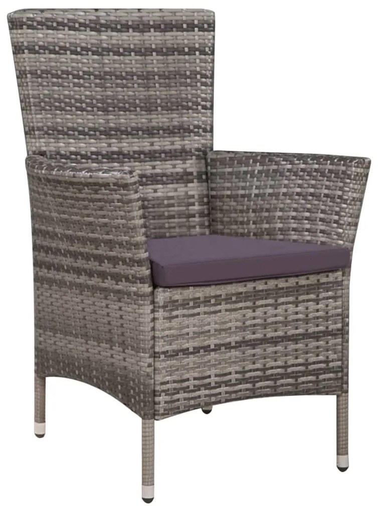 44095 vidaXL Set mobilier bistro, 3 piese, gri, poliratan