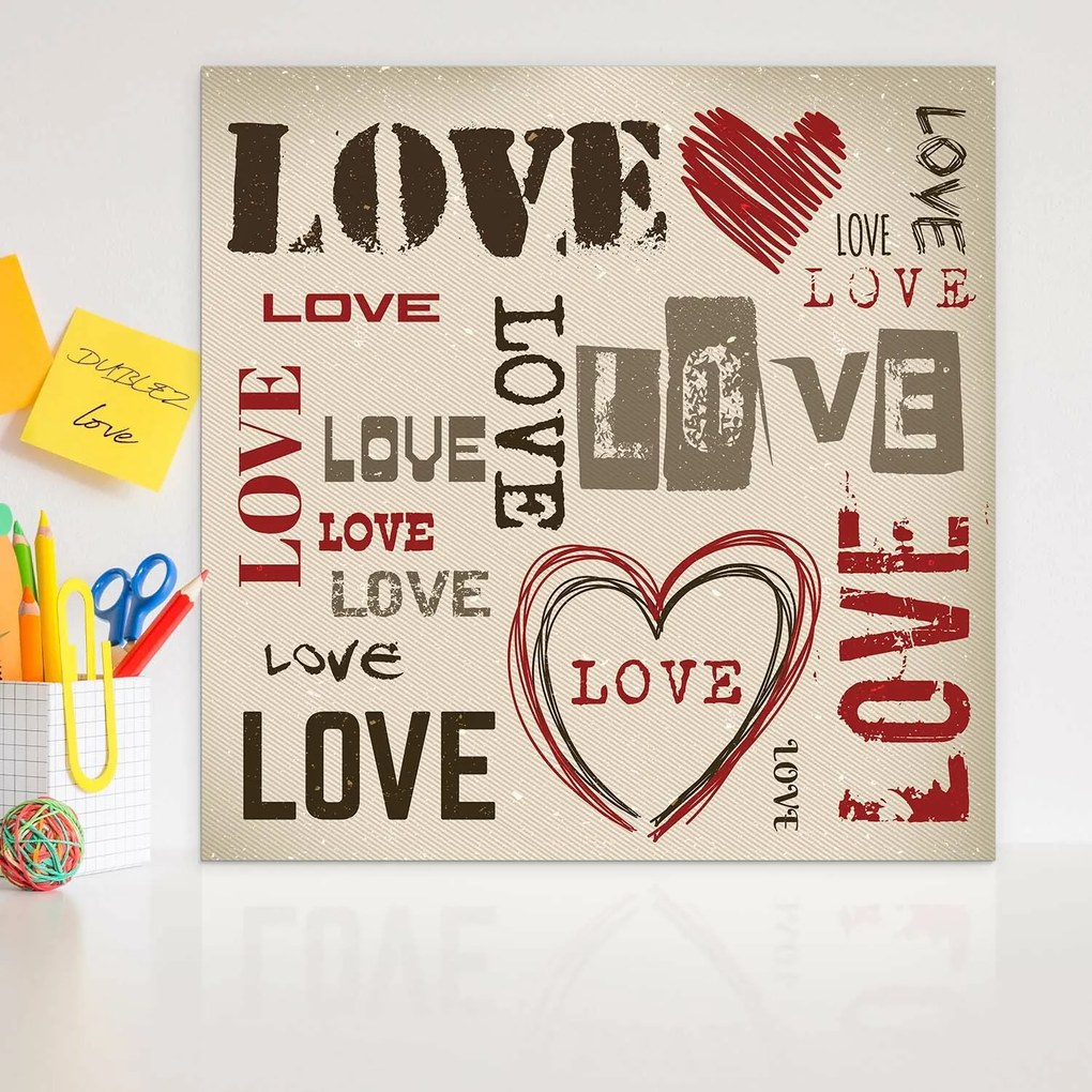 DUBLEZ | Tablou din lemn - Love Love Love