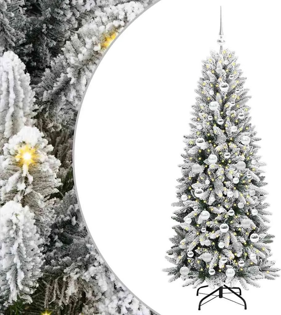 vidaXL Brad de Crăciun artificial cu 300 LED cu suport Alb 180 cm