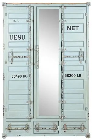 Dulap turcoaz, din metal, stil industrial, Cargo