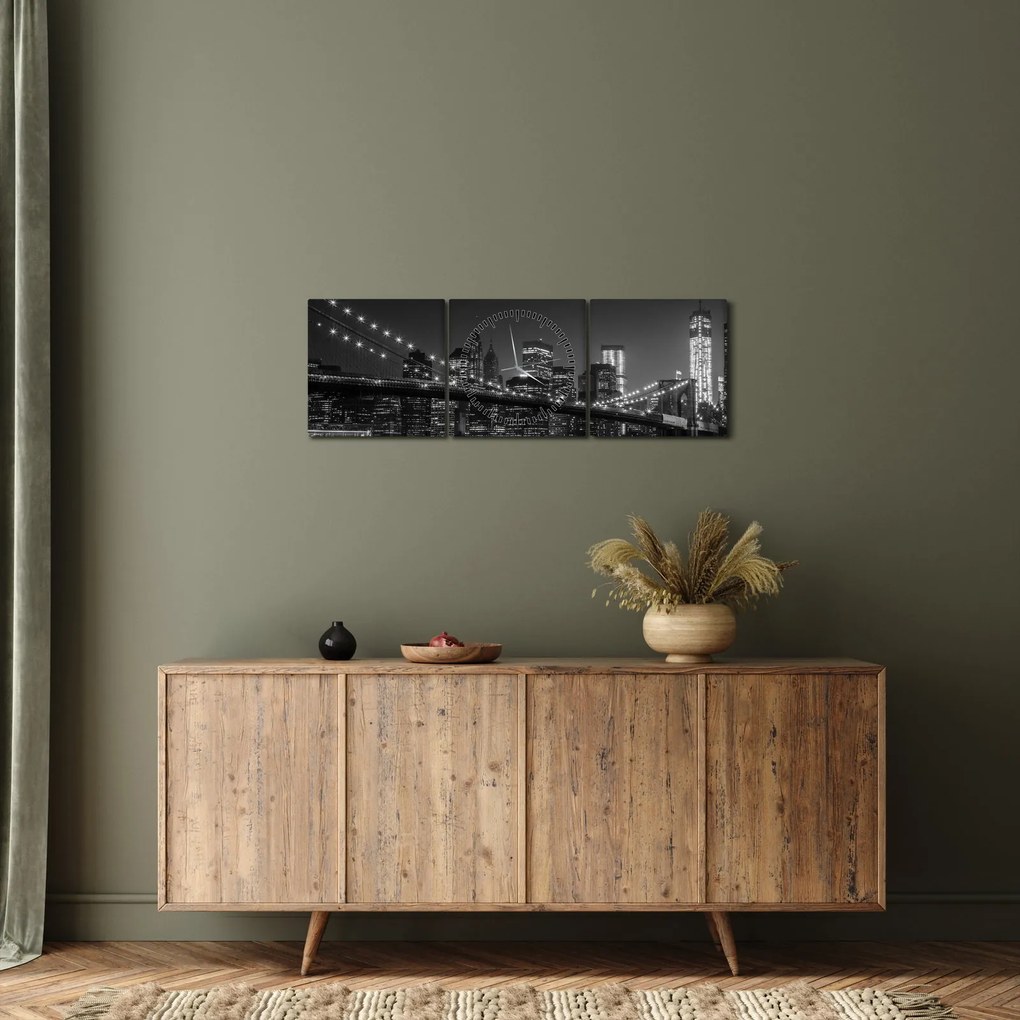 Tablou cu podul Brooklin în New York (cu ceas) (90x30 cm)