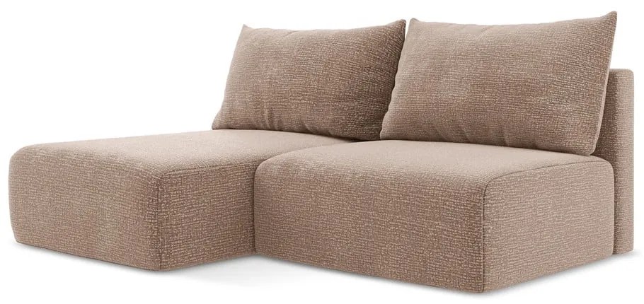 Colțar maro deschis extensibil/cu spațiu de depozitare (cu colț pe partea stângă) Kalena – Makamii