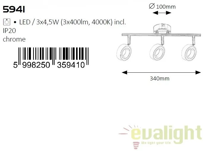 Lustra aplicata cu 3 spoturi LED Zora 5941 RX