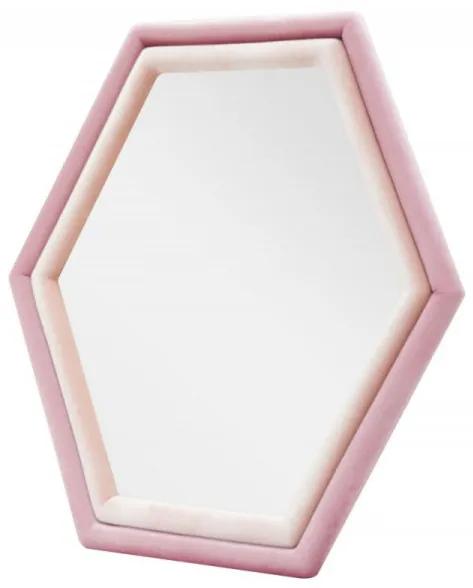 Oglindă decorativa roz din MDF si textil, 75 x 80 x 4 cm, Tony Mauro Ferreti